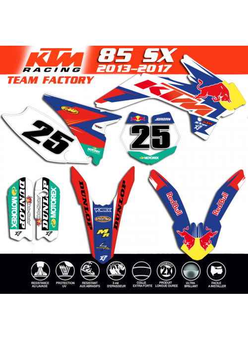Kit déco 85 SX de 2013 à 2017 FACTORY TEAM KTM USA