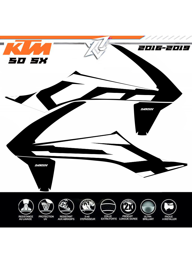 Kit déco KTM 50 SX OEM NOIR BLACK SX50 Xride.fr