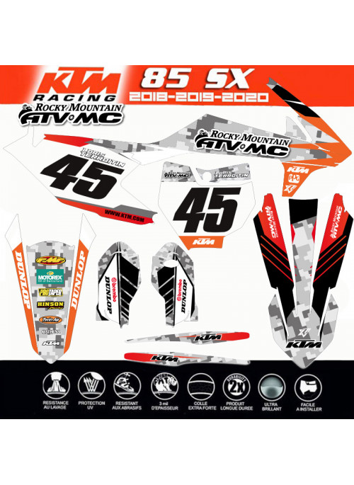 Kit déco KTM 85SX de 2018-19-20 Blake BAGGETT Team Rocky Mountain Decografix
