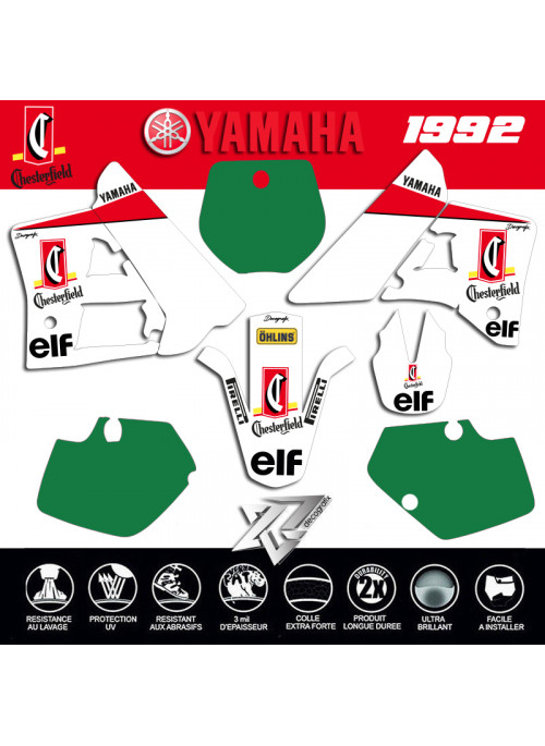Kit deco Yamaha 125 YZ 1991 1992 TEAM CHESTERFIELD Decografix